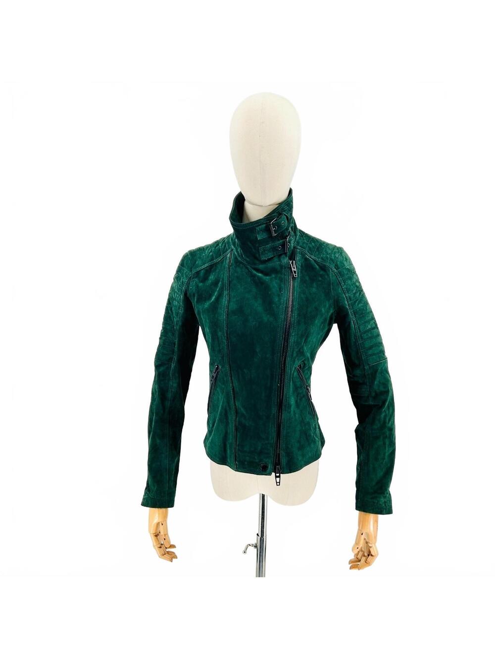 BLANKNYC Forest Green Genuine Suede Leather Moto Jacket